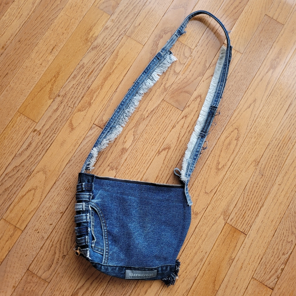 Denim Jean Crossbody Bag Denver Hayes Fringe Strap Small